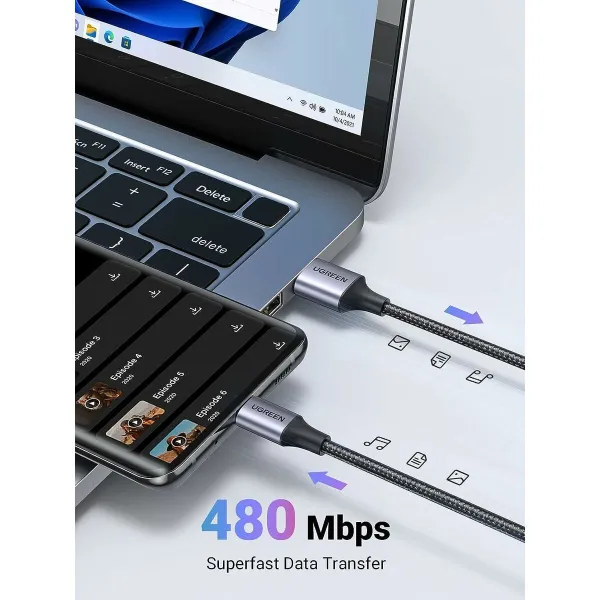 Кабель USB A — USB-C Ugreen 6957303861286 Серый 2 m