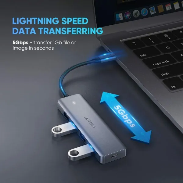 USB Centrmezgls Ugreen 64266 Sudrabains