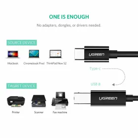 USB 2.0 A uz Mini USB B Kabelis Ugreen 50446 Melns 2 m