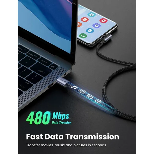 USB A uz USB-C Kabelis Ugreen 50942 Melns 2 m