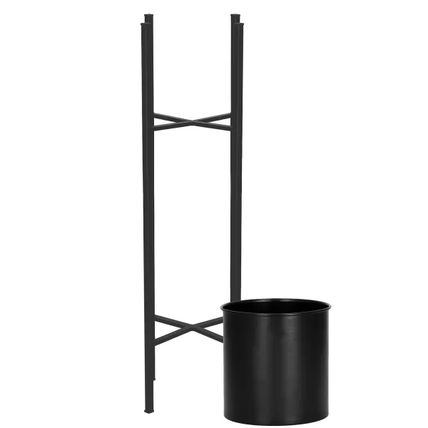 Põrandale asetatav lillealus Springos GA0196, 74 cm, must, modernne loft-stiil