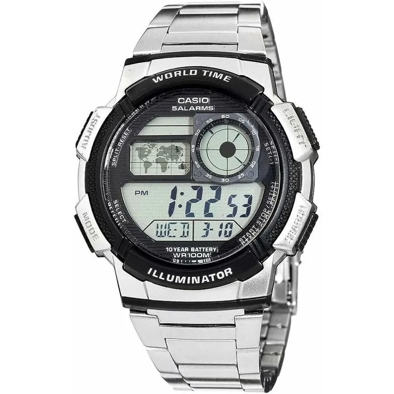 Meeste Kell Casio AE-1000WD-1AVEF Digitaalne Akrüül Must Hall Hõbedane (Ø 45 mm)