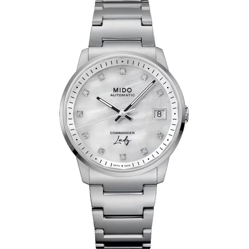 Miesten rannekellot Mido COMMANDER LADY Hopeinen