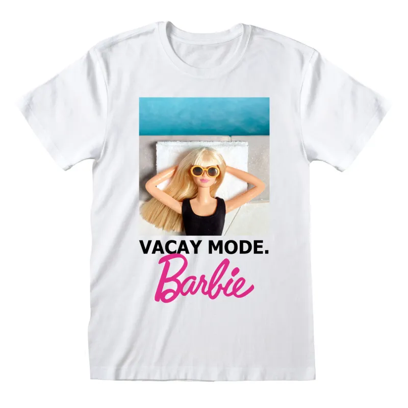 Marškinėliai su trumpomis rankovėmis Barbie Vacay Mode Balta Abiejų lyčių