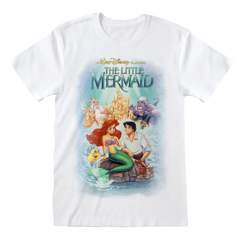 Lühikeste varrukatega T-särk The Little Mermaid Classic Poster Valge Unisex