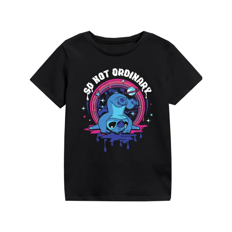Vaikiška Marškinėliai su trumpomis rankovėmis Stitch So Not Ordinary Juoda