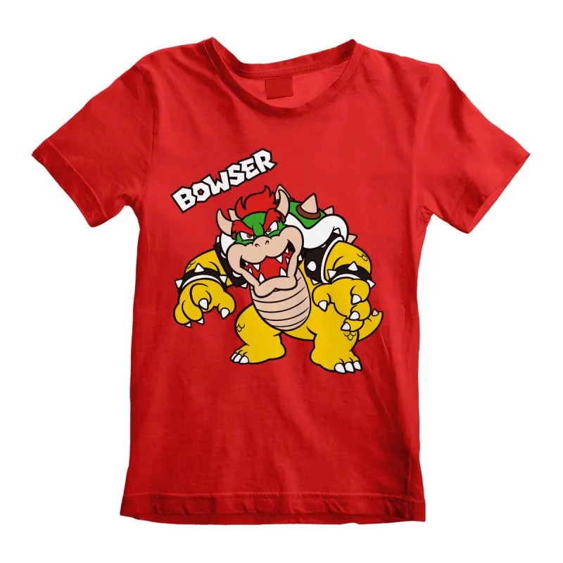 Vaikiška Marškinėliai su trumpomis rankovėmis Super Mario Bowser Text Raudona