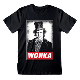 Lühikeste varrukatega T-särk, meeste ja naiste Willy Wonka Wonka Must