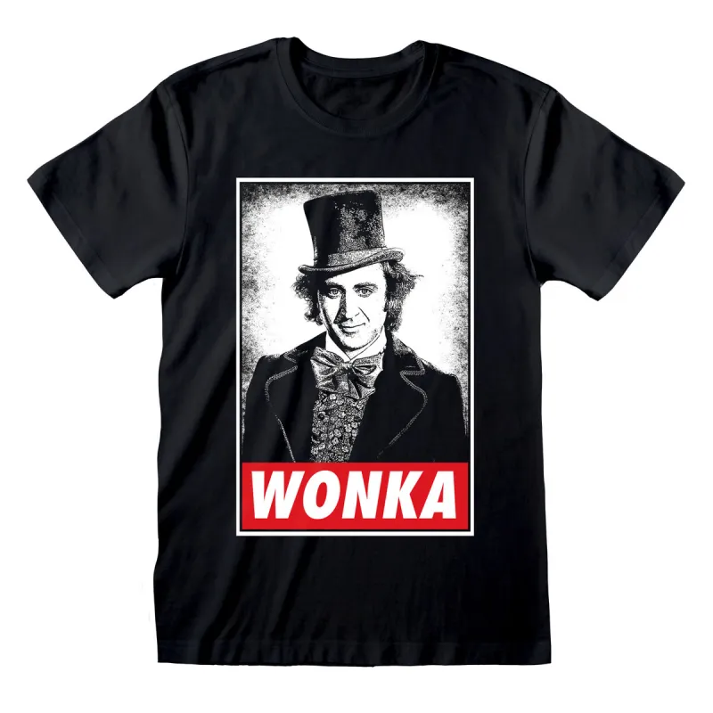 Lühikeste varrukatega T-särk, meeste ja naiste Willy Wonka Wonka Must