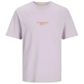 Men’s Short Sleeve T-Shirt Jack & Jones JORARUBA PUFF BRANDING TEE SS CREW NECK 12255557 Purple