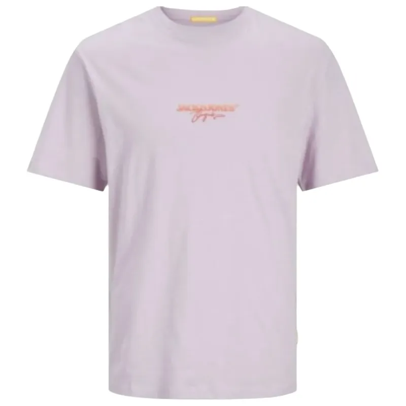 Men’s Short Sleeve T-Shirt Jack & Jones JORARUBA PUFF BRANDING TEE SS CREW NECK 12255557 Purple