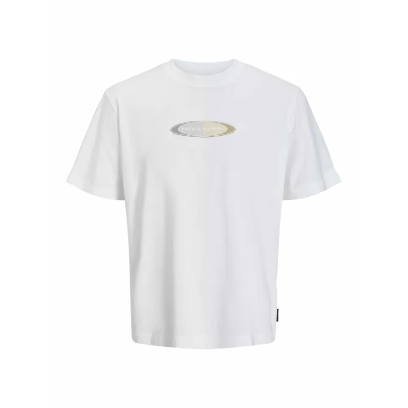 Vīriešu Krekls ar Īsām Piedurknēm Jack & Jones JCOPACER BRANDING PRINT 12273880 Balts