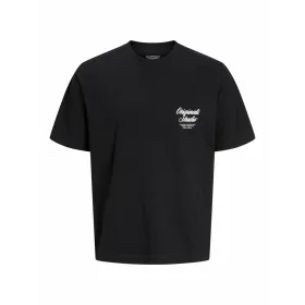Футболка с коротким рукавом мужская Jack & Jones JORNORREBRO TYPO TEE SS CREW NECK NOOS 12282898 Чёрный