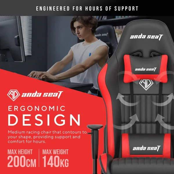 Mänguri Tool AndaSeat Jungle Must Punane