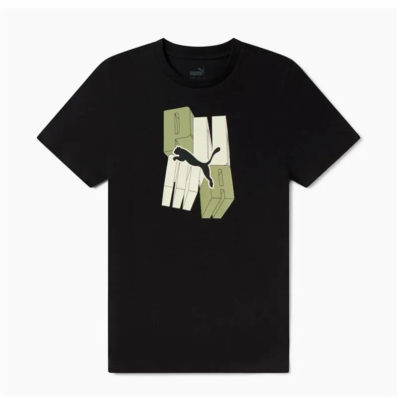 Vaikiška Marškinėliai su trumpomis rankovėmis Puma Essentials+ Graphic Juoda