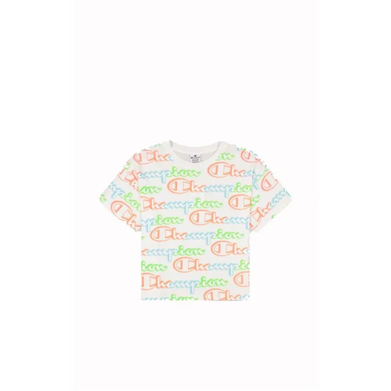 Moteriški marškinėliai su trumpomis rankovėmis Champion Crewneck Croptop Balta