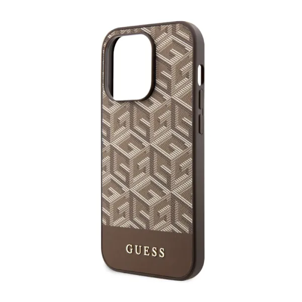 Guess GCube Stripes MagSafe - Case for iPhone 14 Pro Max (Brown)