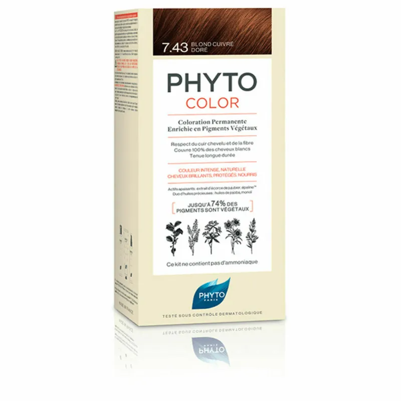Nuolatinės spalvos dažymo Phyto Paris Phytocolor 7.43-rubio dorado cobrizo Nº 7.43-Rubio Dorado Cobrizo