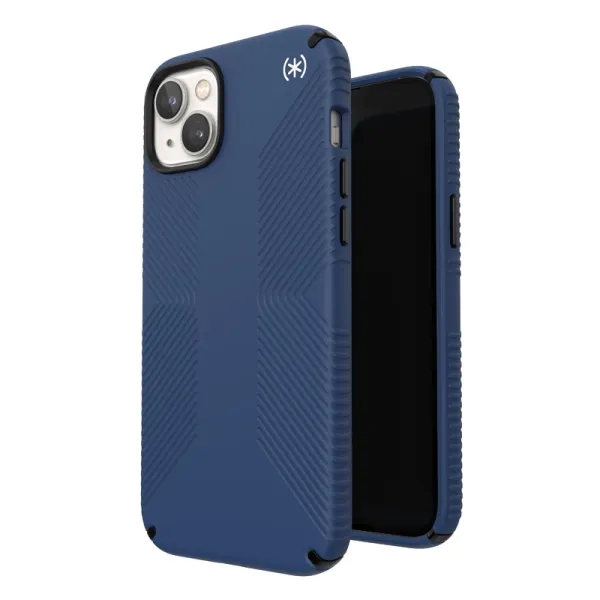 Speck Presidio2 Grip - Anti-slip iPhone 15 Plus / 14 Plus Case (Coastal Blue / Black / White)