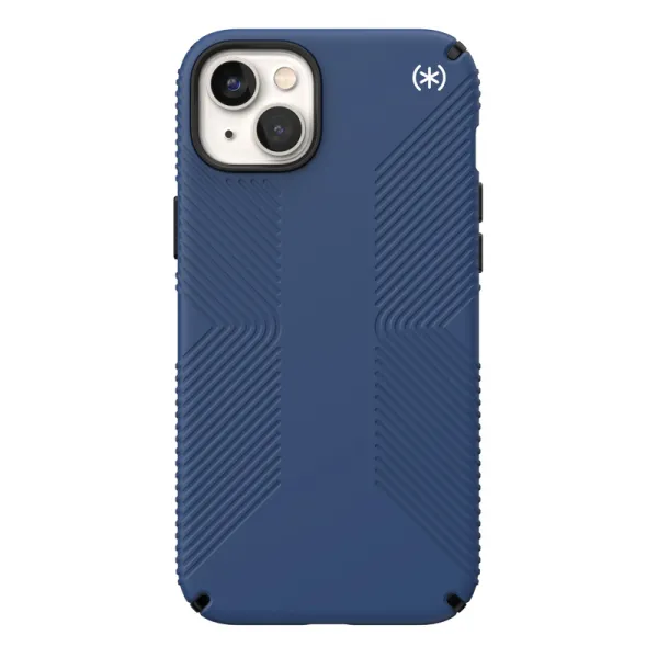 Speck Presidio2 Grip - Anti-slip iPhone 15 Plus / 14 Plus Case (Coastal Blue / Black / White)
