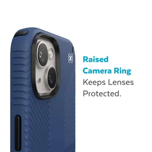 Speck Presidio2 Grip - Anti-slip iPhone 15 Plus / 14 Plus Case (Coastal Blue / Black / White)