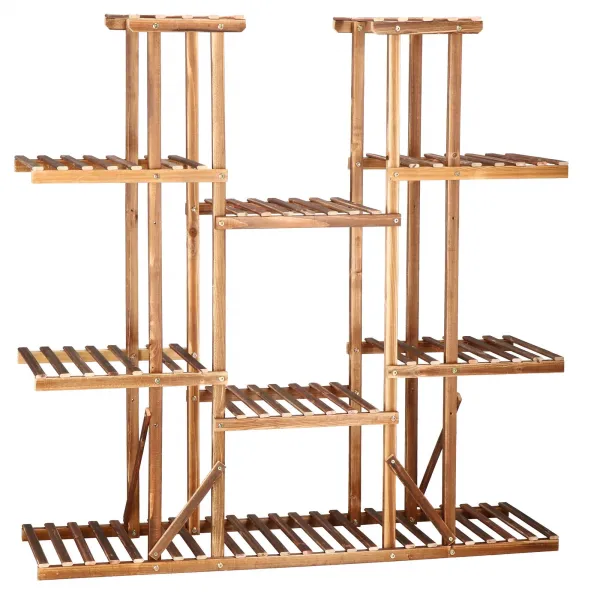 Puinen kukkateline Springos 119 cm kukkateline 9 hyllyllä
