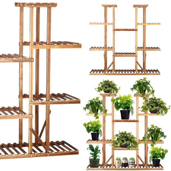 Puidust lillealus Springos 119 cm lillealus 9 riiuliga