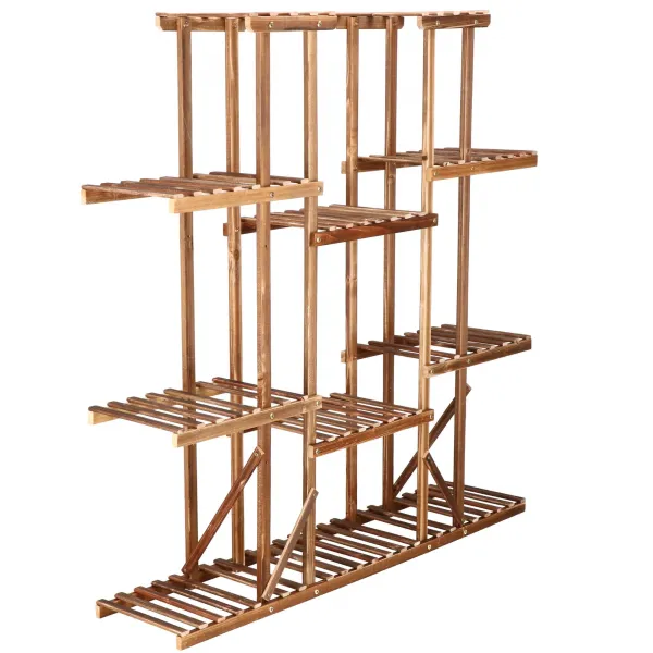Puinen kukkateline Springos 119 cm kukkateline 9 hyllyllä
