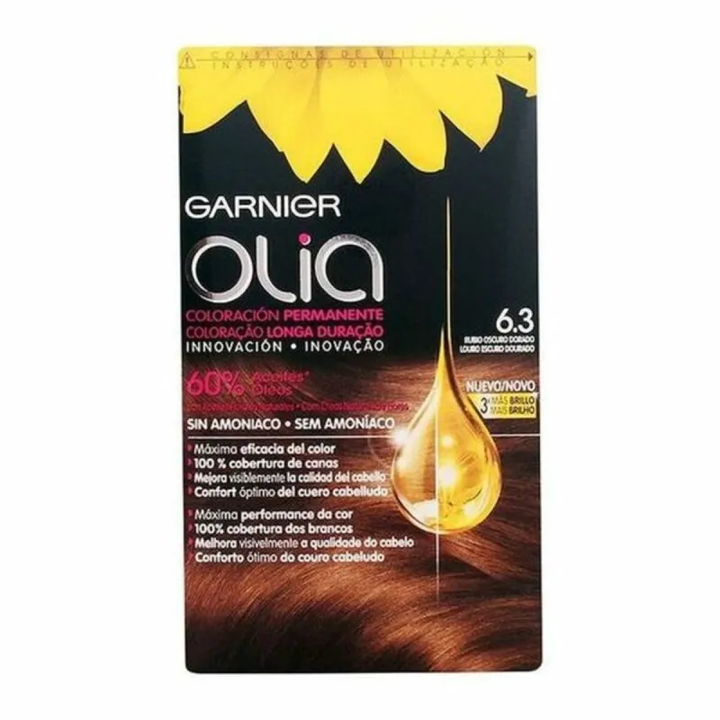 Dažai be amoniako Garnier Olia Tamsiai auksinė blondinė Nº 6.3-rubio oscuro dorado Nº 6,3 Rubio Oscuro Dorado Lote (1 vnt.)