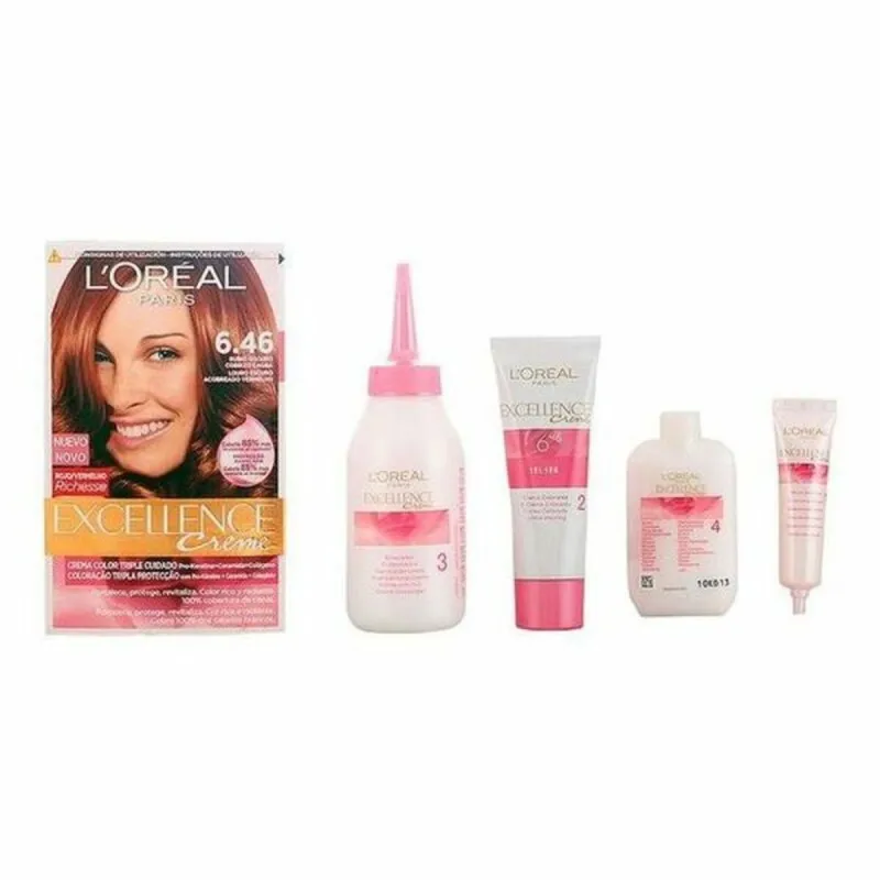Ilgalaikiai dažai L'Oreal Make Up Excellence Tamsi vario atspalvio blondinė Nº 6,46 Rubio Oscuro Cobrizo Caoba Nº 6,46-Rubio Osc