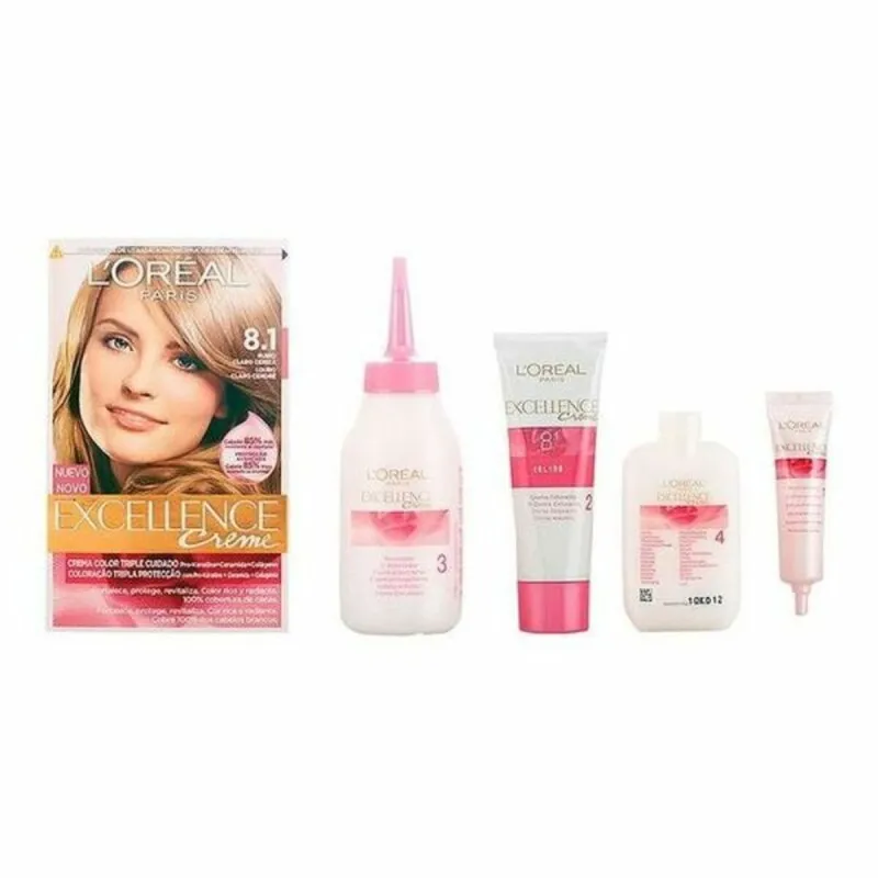 Noturīga Krāsa L'Oreal Make Up Excellence Gaiši Pelēcīgi Blonds Nº 8,1 Rubio Claro Ceniza Nº 8,1-Rubio Claro Ceniza 192 ml
