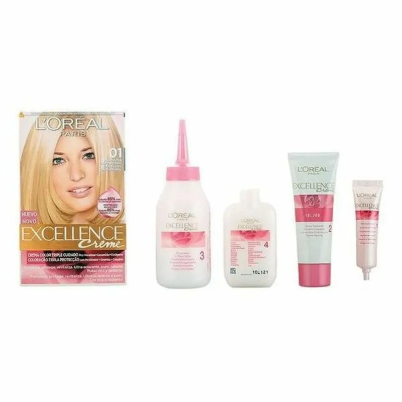 Noturīga Krāsa L'Oreal Make Up Excellence Izteikti Gaišs Dabīgi Blonds Nº 01 Rubio Ultra Claro Natural 192 ml