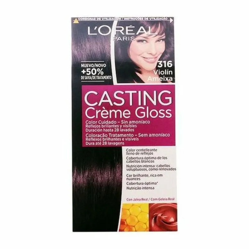 Krāsa bez Amonjaka L'Oreal Make Up Casting Creme Gloss Intensīva vijole Nº 316-Violin 180 ml