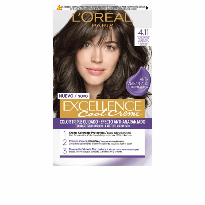 Permanents Krāsojošs Krēms L'Oreal Make Up Excellence 4.11-castaño ceniza intenso Nº 4.11-Castano Ceniza Intenso Nº 4.11-Castano