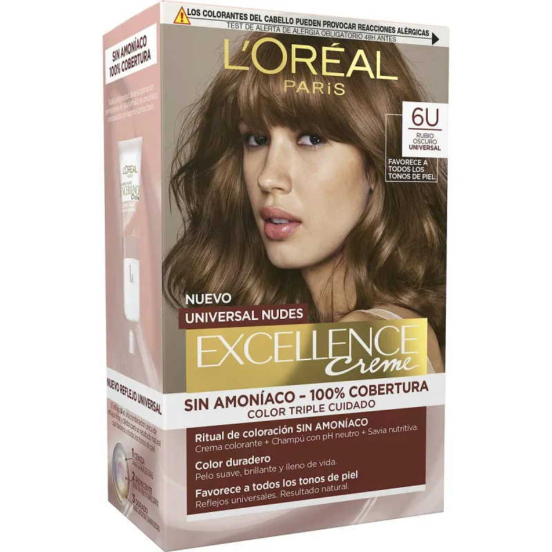 Ilgalaikiai dažai L'Oreal Make Up Excellence Tamsiai blondininiai Nº 6u-Dark Blonde (5 vnt.)