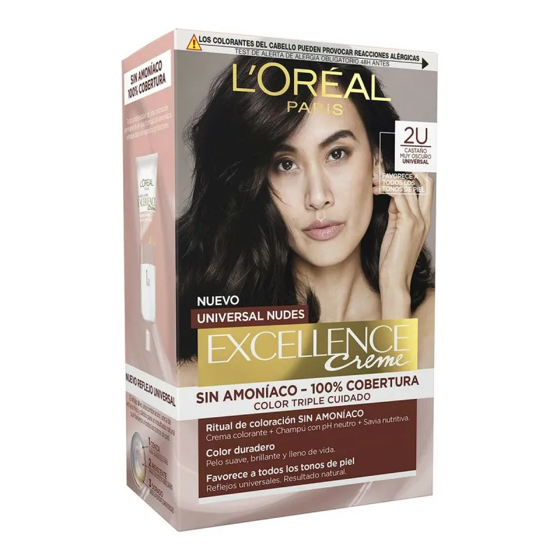 Ammoniaagivaba juuksevärv L'Oreal Make Up Excellence 2u-darkest brunette Nº 2u-Darkest Brunette (5 Ühikut)