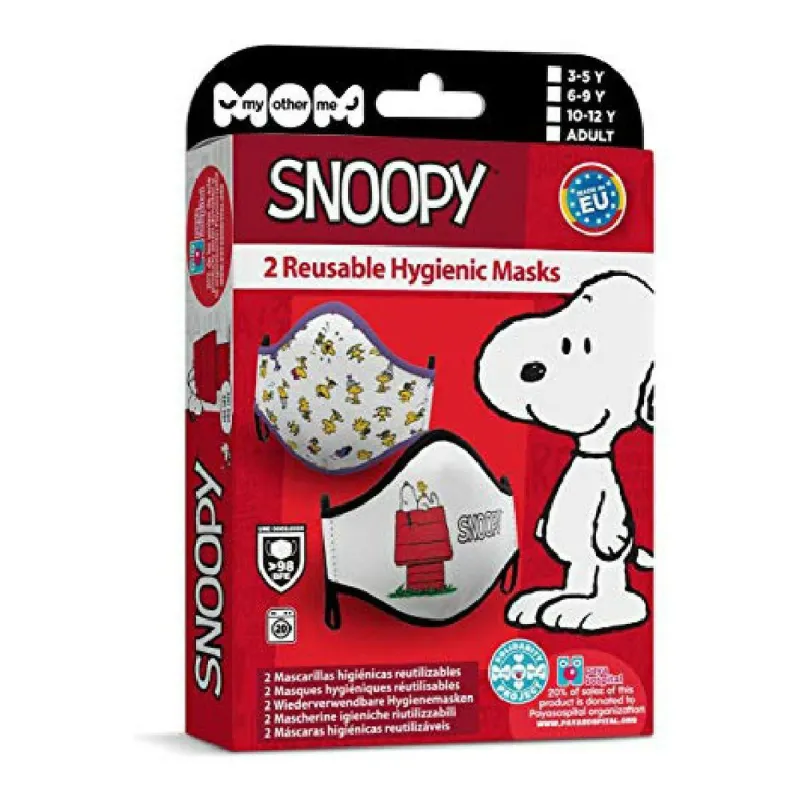 Higieninė daugkartinio naudojimo audinio kaukė Snoopy Suaugęs (2 uds)