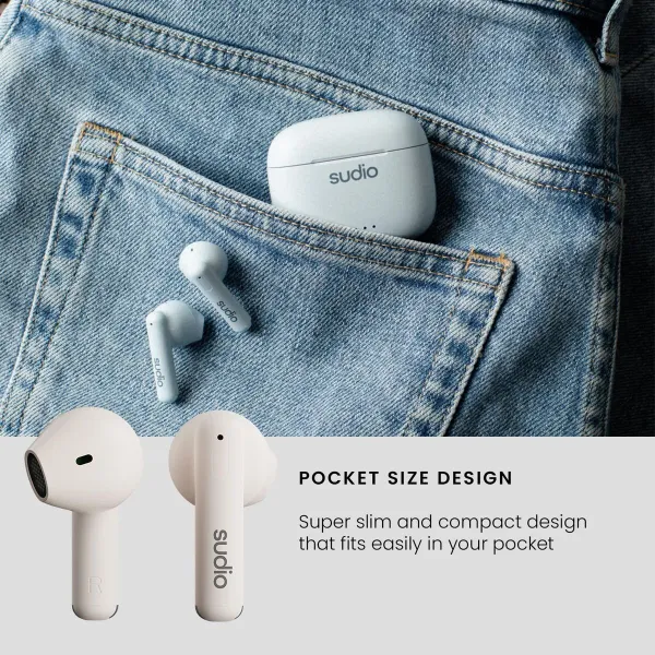 Bluetooth ausinės Sudio A1 True Wireless Balta