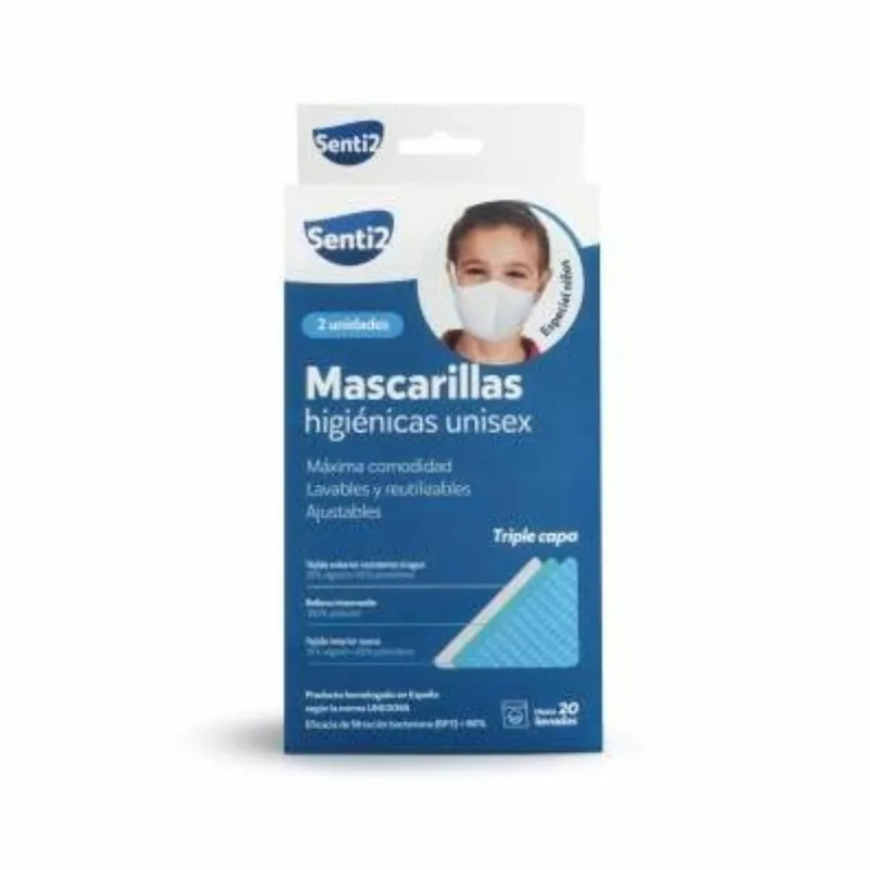 Гигиеническая маска многоразового использования Senti2 Белый (2 uds)