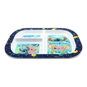 Disney Stitch - Microwave-safe children's plate with compartments from the Stitch & Angel collection (19.5 x 22 cm)