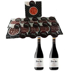 Bait Ham Linaje Negro 100 g x 10 Bottle of red wine 750 ml x 2 Monte Real