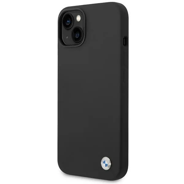 BMW Liquid Silicone Case Metal Logo for iPhone 14 (Black)