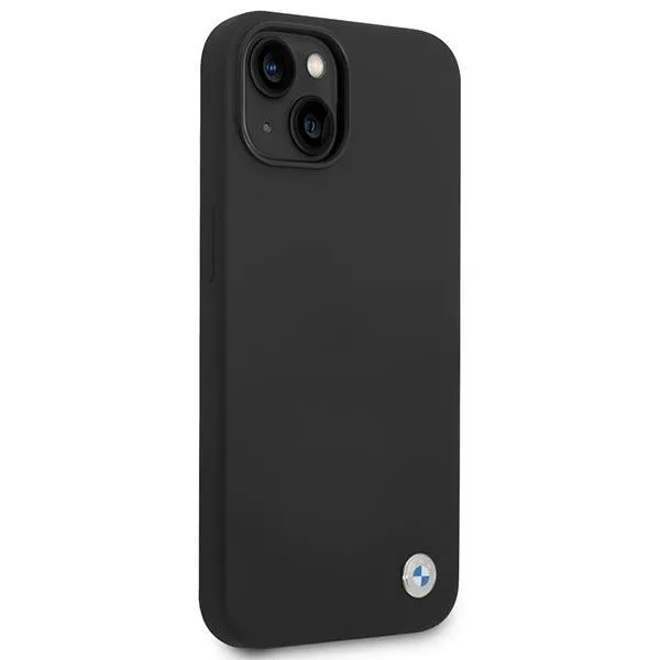 BMW Liquid Silicone Case Metal Logo for iPhone 14 (Black)