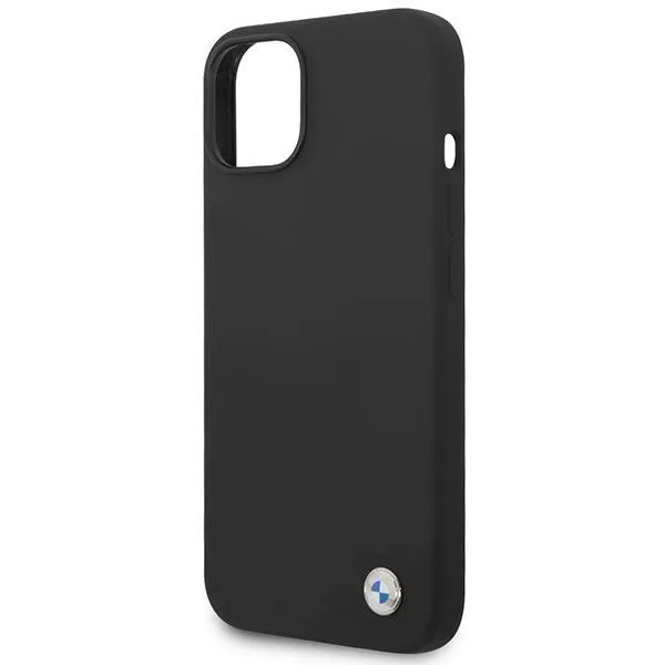 BMW Liquid Silicone Case Metal Logo for iPhone 14 (Black)
