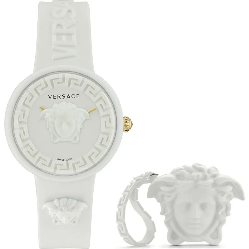 Laikrodis moterims Versace MEDUSA POP 3H + VERSACE WHITE SILICON PURSE (Ø 39 mm)