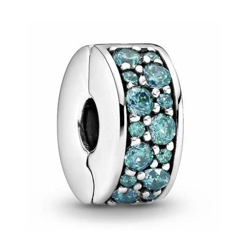Moteriški karoliukai Pandora TEAL PAVE CLIP