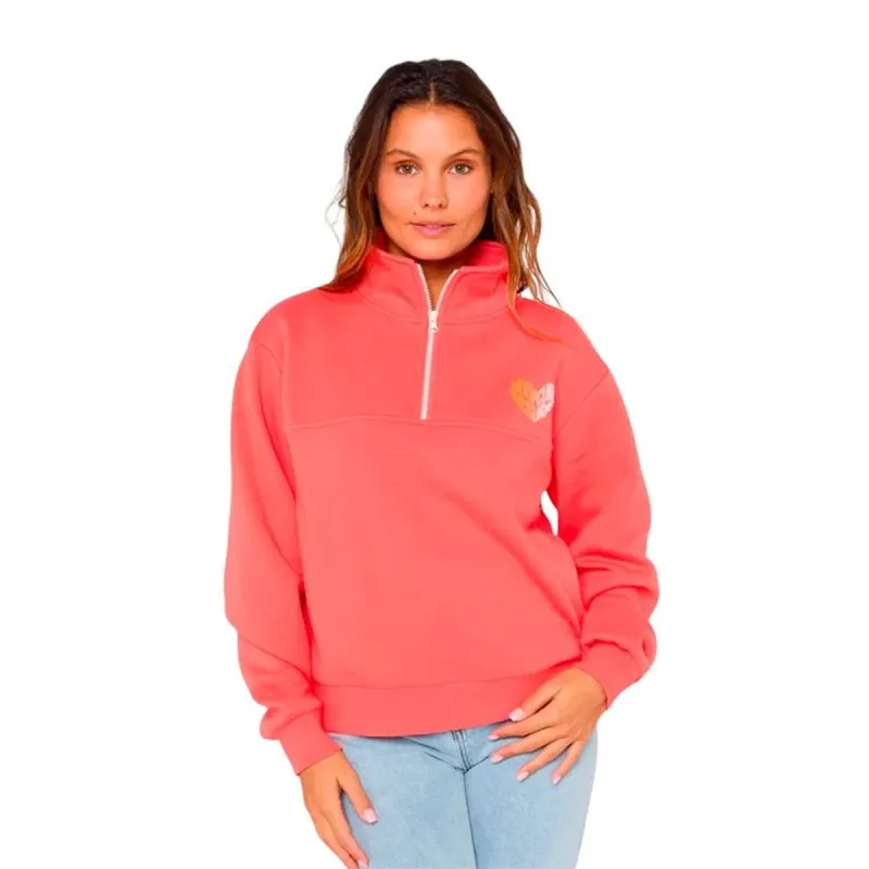 Naisten huputon collegepaita Rip Curl Half Zip Fleece Koralli