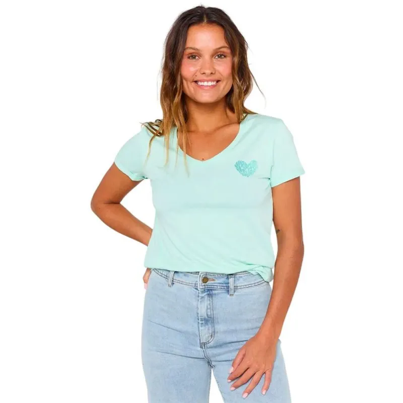 Sieviešu Krekls ar Īsām Piedurknēm Rip Curl Heart V Neck Tee Debesu zils