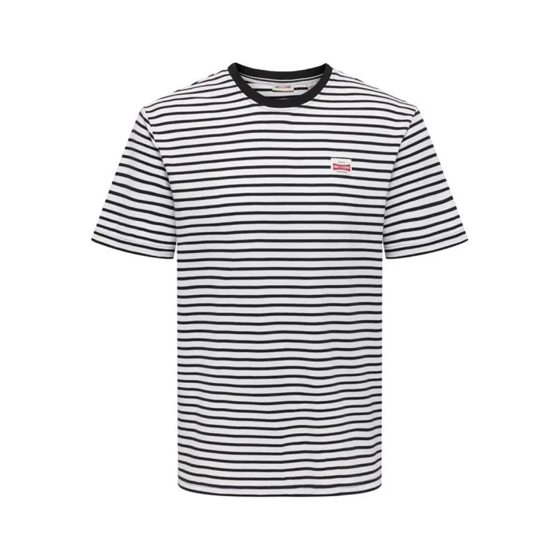 Vīriešu Krekls ar Īsām Piedurknēm Only & Sons Onsdawson Reg Stripe Melns