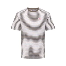 Vīriešu Krekls ar Īsām Piedurknēm Only & Sons Onsdawson Reg Stripe Gaiši brūns